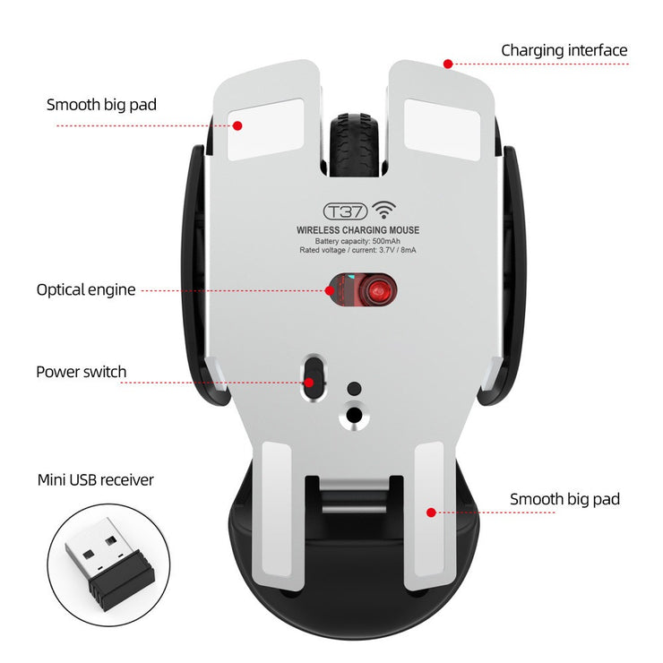 New USB wireless mouse 1600DPI rechargeable office mouse desktop laptop accessories